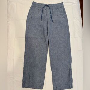 Athleta Wide Leg Linen-Blend Pants in Chambray Blue